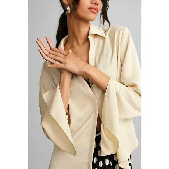 Anthropologie NWT Sunday In Brooklyn Silky Button Down Shirt SZ L - Picture 2 of 12